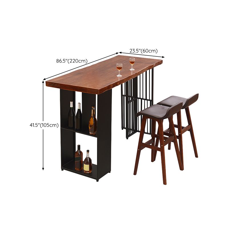 Contemporary Rectangle Bar Table Solid Wood Brown Bar Dining Table with Storage Clearhalo 'Bar Furniture' 'Bar Tables' 'bar_tables' 'furn' 'furn_bar_tables' 'Furniture' 'Kitchen & Dining Furniture' 1200x1200_7c902ef6-b4e3-4ffc-b4aa-8ae389fa4317
