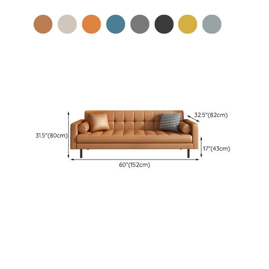 Industrial Square Arms Sofa Pillows Included Back Settee with Metal Legs