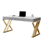 Glam Style Stone Writing Desk Rectangle Metal Office Desk voor kantoor