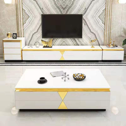 Console TV MEDIA TV GLAM TV da 16 "W con console multimediale televisiva in vetro con cassetti
