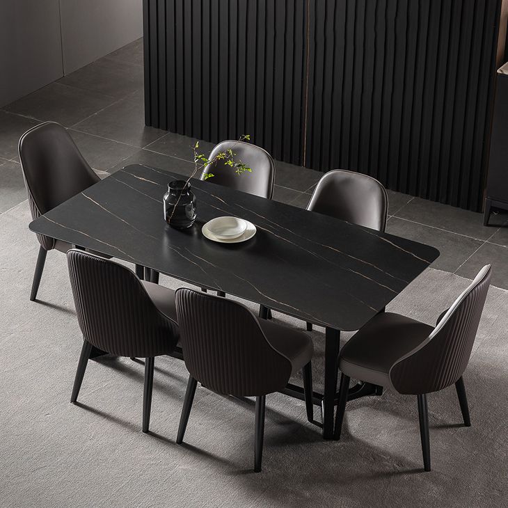 Mid-Century Modern Dining Table Black Rectangle Sintered Stone Dining Table Clearhalo ' dining_table' 'Dining Tables & Seating' 'Dining Tables' 'furn' 'furn_dining_table' 'Furniture' 'furniture_dining_table' 'Kitchen & Dining Furniture' 'kitchen&dining_furn' 'kitchen' 'kitchen_dining_table' 1200x1200_7c9518a7-bad6-41cc-a038-6e98d83312cf
