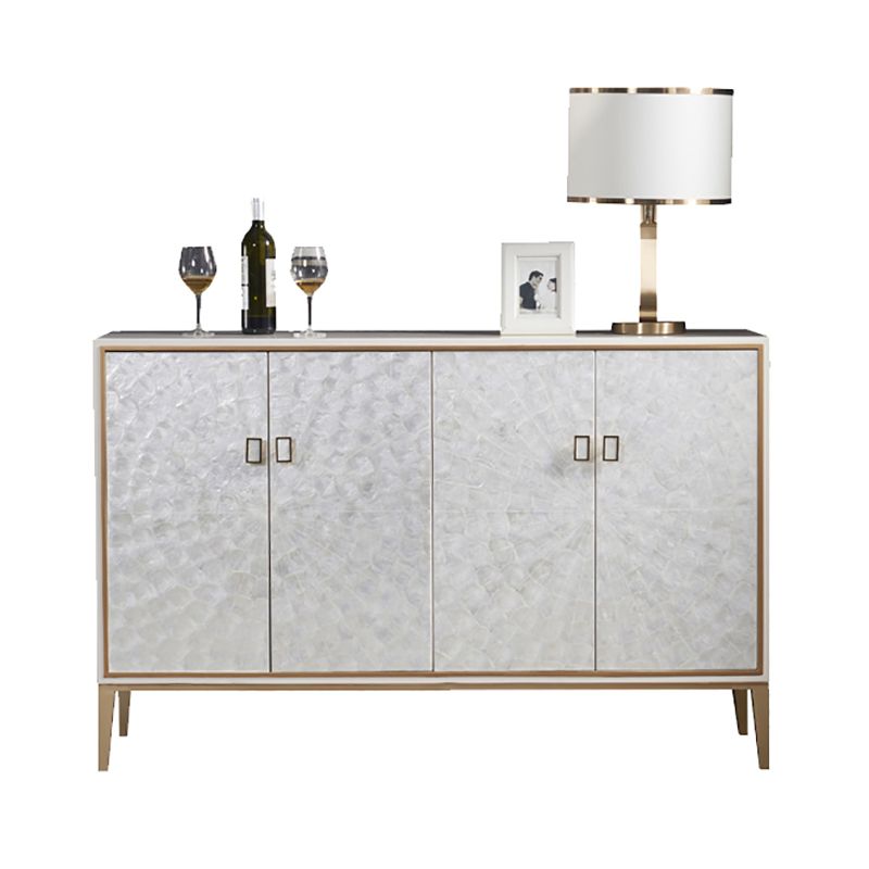 Glam soggiorno a buffet da pranzo ingegnerizzato in legno e armadi in metallo tavolo