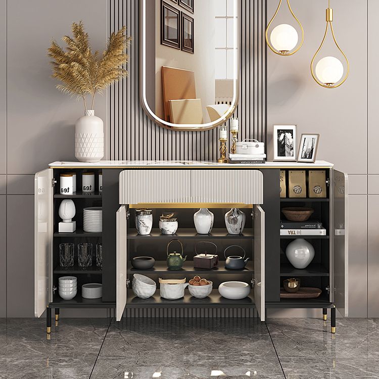 Tavolo la sideboard glam con cassetti in pietra e server di pranzo in legno ingegnerizzato