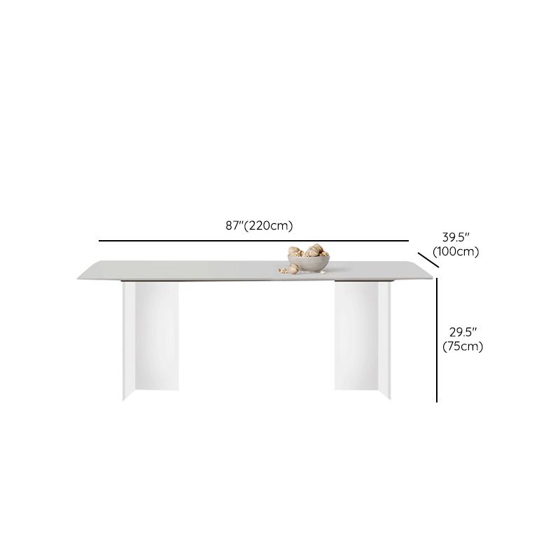 Table à manger en pierre Table moderne avec base à double piédestal pour salle à manger