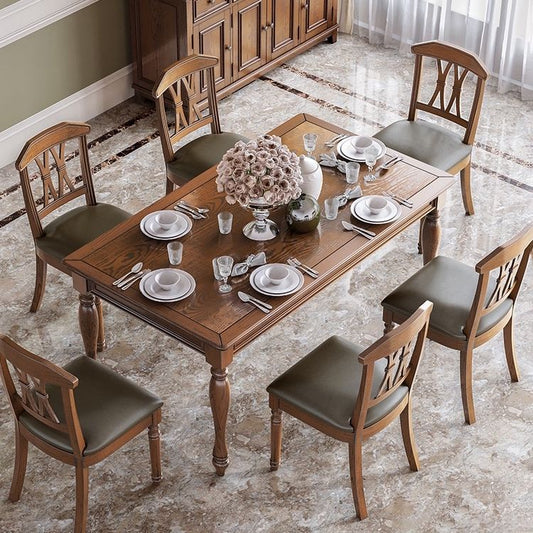 Traditional Solid Wood Dining Set Standard Height with Rectangle Top Dining¬†Room¬†Set Clearhalo 'Dining Room Sets' 'Dining Tables & Seating' 'dining_room_set' 'furn' 'furn_dining_room_set' 'Furniture' 'furniture_dining_room_set' 'Kitchen & Dining Furniture' 'kitchen&dining_furn' 'kitchen' 1200x1200_7c983c57-8f5f-4c08-a31e-f2f3c62d6875
