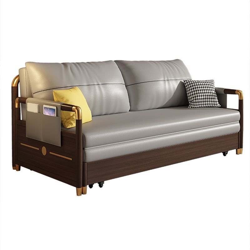 Contemporary Storage Sleeper Sofa Solid Wood  Square Arm Sofa Bed