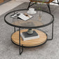 17.72" Tall Contemporary Style Cocktail Table Glass Top Round Coffee Table