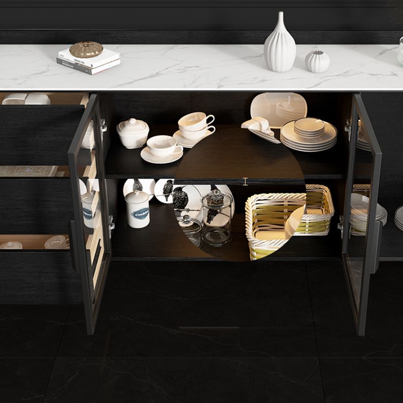 Armoire d'affichage en faux bois moderne 3 tiroirs standard standard pour salle à manger