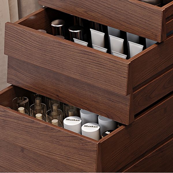 Modern 3 Drawer & Jewelry Vanity Desk Brown Wood Makeup Vanity Desk