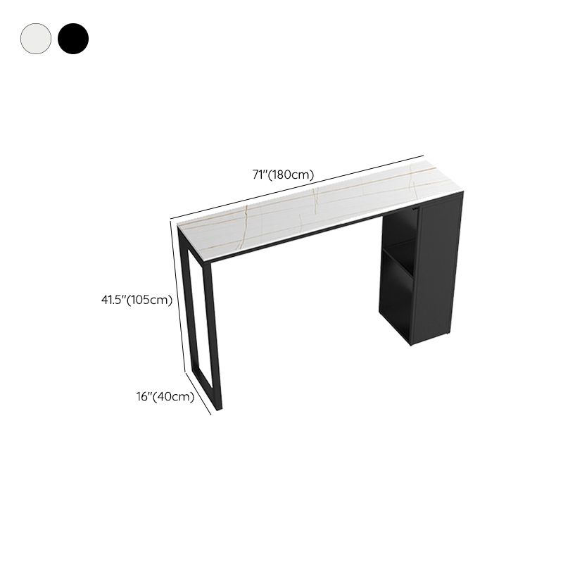 Pedestal Sintered Stone Bar Table Modern Dining Table with Storage Shelves Clearhalo 'Bar Furniture' 'Bar Tables' 'bar_tables' 'furn' 'furn_bar_tables' 'Furniture' 'Kitchen & Dining Furniture' 1200x1200_7c9bac3c-592f-46f8-b0f4-5fd98151d4f3