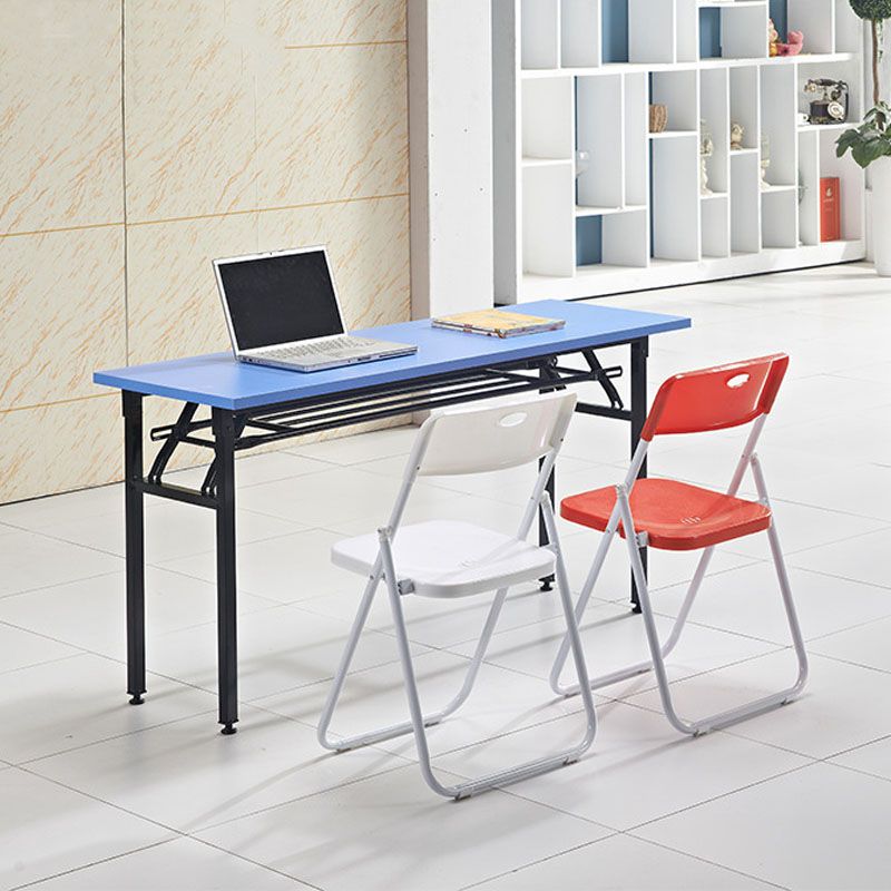 Moderne stalen taakstoel Plastic armloze gestoffeerde bureaustoelstoel