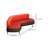 Leather Armless Settee Contemporary Tight Back Curved Sofa for Living Room
