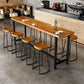 Brown Rectangle Bar Dining Table Contemporary Bar Table with Black Trestle Base