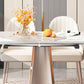 Table de salle à manger rectangulaire, plateau de table moderne en pierre avec pieds en métal doré