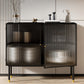 Glam Style Kitchen Buffet Server Glass 2 Door 39.5"L Metal Frame Dining Server