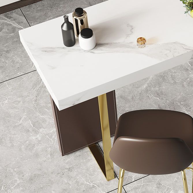 Glam Rectangular Pub Table Set 1/2/3 Pcs Stone Bar Table and Leather Bar Stools Clearhalo 'Bar Furniture' 'furn' 'furn_home_bar_bar_sets' 'Furniture' 'Home Bars & Bar Sets' 'home_bar_bar_sets' 'Kitchen & Dining Furniture' 1200x1200_7ca05f56-d295-4787-8e00-04527918b1b3