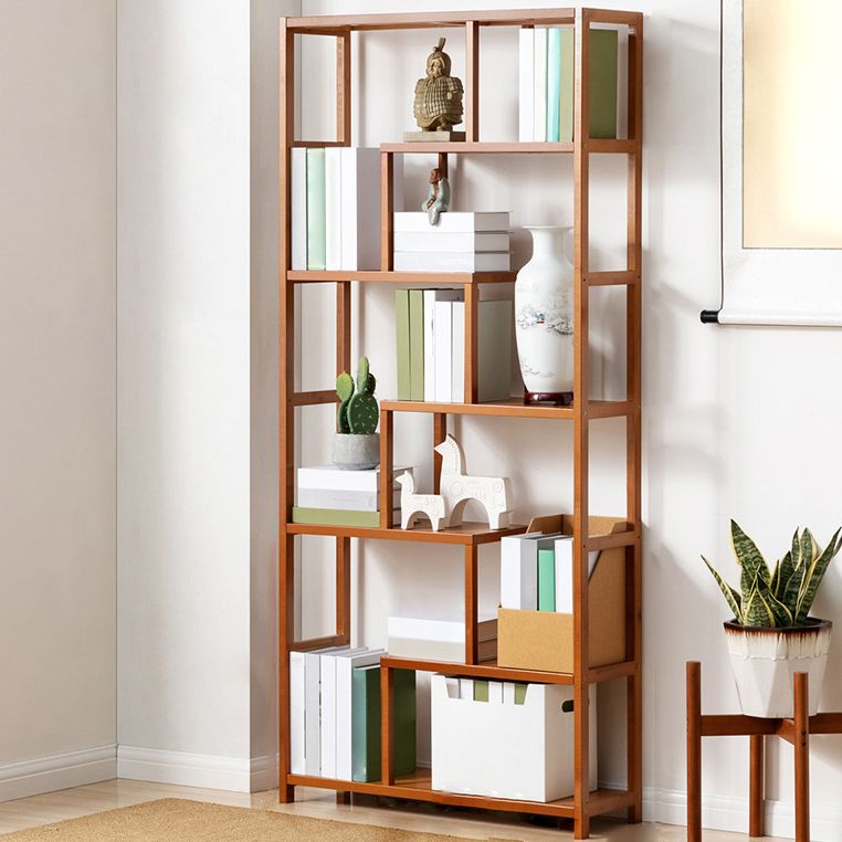 Etagere Bookcase Bamboo Brown Shelf Bookcase for Home Office