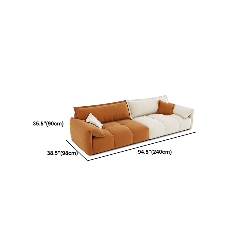 Tufted Loose Back Sofa with Chaise Nordic Pillow Top Arm Sofa in Orange and White Clearhalo 'furn' 'furn_sectionals' 'Furniture' 'Living Room Furniture' 'Sectionals' 1200x1200_7ca0c2e1-02a4-4b19-8832-6577dc45f867