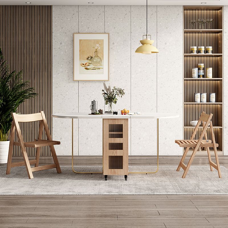 59"L Minimalist White Kitchen Dining Table Oval Shape Dining Table with Pedestal Base Clearhalo ' dining_table' 'Dining Tables & Seating' 'Dining Tables' 'furn' 'furn_dining_table' 'Furniture' 'furniture_dining_table' 'Kitchen & Dining Furniture' 'kitchen&dining_furn' 'kitchen' 'kitchen_dining_table' 1200x1200_7ca16c49-efcc-48ae-b3c0-ab1d1e776e91