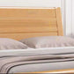 Cama de trineo de madera natural escandinavo con cabecera rectangular