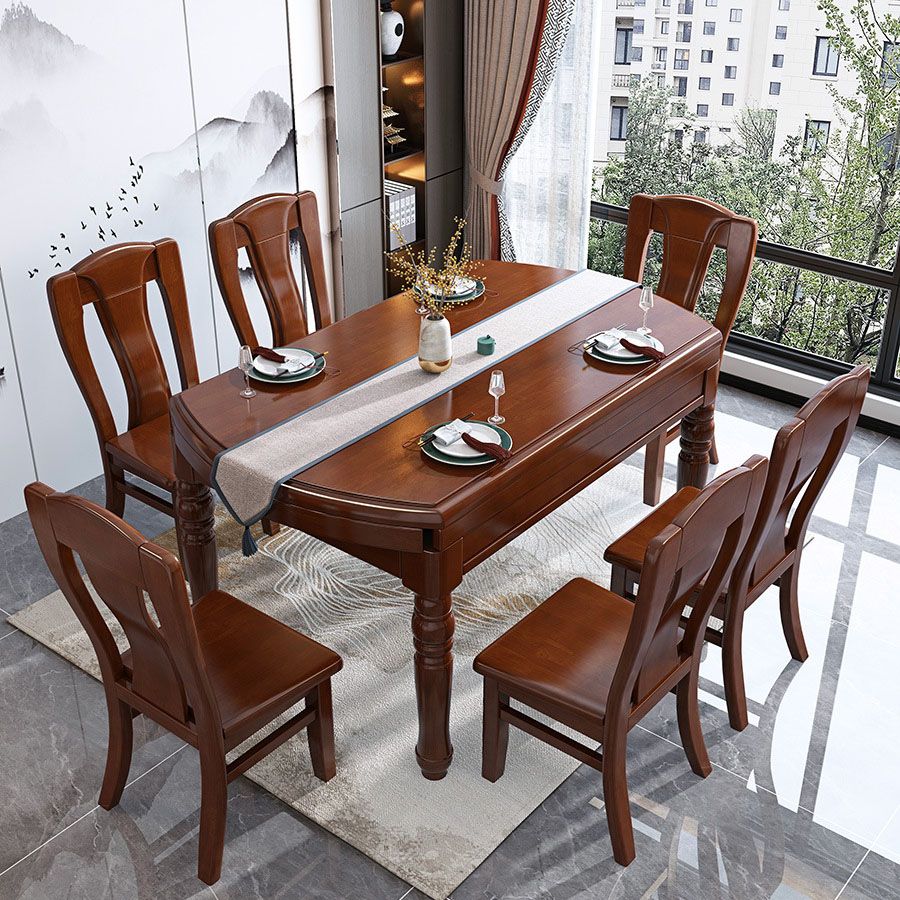 Traditional Oak Dining Table Extendable Dining Table for Kitchen Clearhalo 'Dining Tables & Seating' 'Dining Tables' 'dining_table' 'furn' 'furn_dining_table' 'Furniture' 'Kitchen & Dining Furniture' 1200x1200_7ca4f276-e760-404b-a28b-e922129f76e7