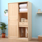 Modern Freestanding Wardrobe Pine Solid Wood Wardrobe with Drawer