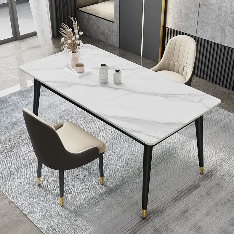 Black 4-foot Metal Dining Table Modern Stone Top Rectangle Dinette Table Clearhalo 'Dining Tables & Seating' 'Dining Tables' 'dining_table' 'furn' 'furn_dining_table' 'Furniture' 'furniture_dining_table' 'Kitchen & Dining Furniture' 1200x1200_7ca72db8-7651-4370-8362-24241ccb0a0b
