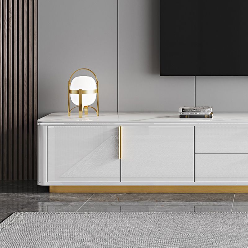 Console multimediale per TV Glam da 16" W, contenitore chiuso, console multimediale per TV con cassetti