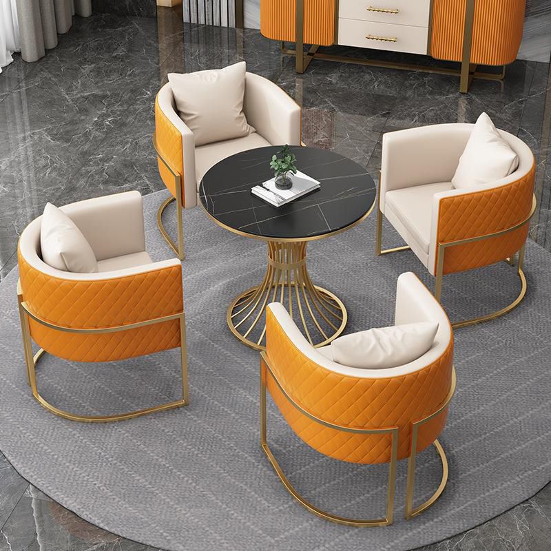 Matte Finish Stone Top Dinette Table for Home Traditional Luxury Round Dining Table Clearhalo 'Dining Tables & Seating' 'Dining Tables' 'dining_table' 'furn' 'furn_dining_table' 'Furniture' 'Kitchen & Dining Furniture' 1200x1200_7ca8a33d-7bbb-4af3-805f-0636f89613f3