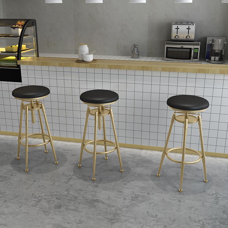 Glam Liftable Rotatable Counter Stool Iron Cafe Bar Stool with Cushion and Pedal Clearhalo 'Bar Furniture' 'Bar Stools' 'bar_stools' 'furn' 'furn_bar_stools' 'Furniture' 'furniture_bar_stools' 'Kitchen & Dining Furniture' 1200x1200_7ca9ed7f-c4c5-45f7-8903-6d14d33cf77b