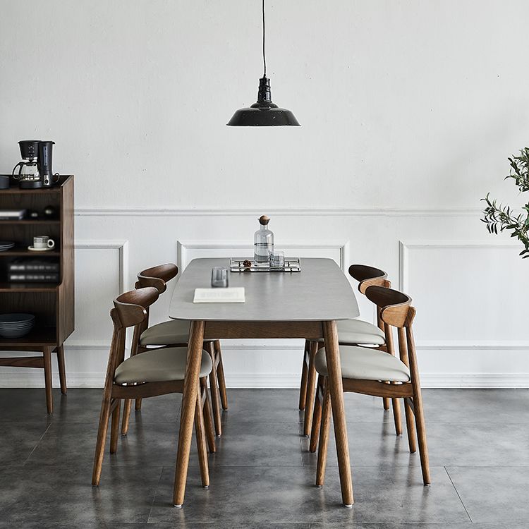 Solid Wood Mid-Century Modern Table Rectangle Sintered Stone Table Clearhalo ' dining_table' 'Dining Tables & Seating' 'Dining Tables' 'furn' 'furn_dining_table' 'Furniture' 'furniture_dining_table' 'Kitchen & Dining Furniture' 'kitchen&dining_furn' 'kitchen' 'kitchen_dining_table' 1200x1200_7caad285-61fa-4b6f-8064-f1af83f8d0da