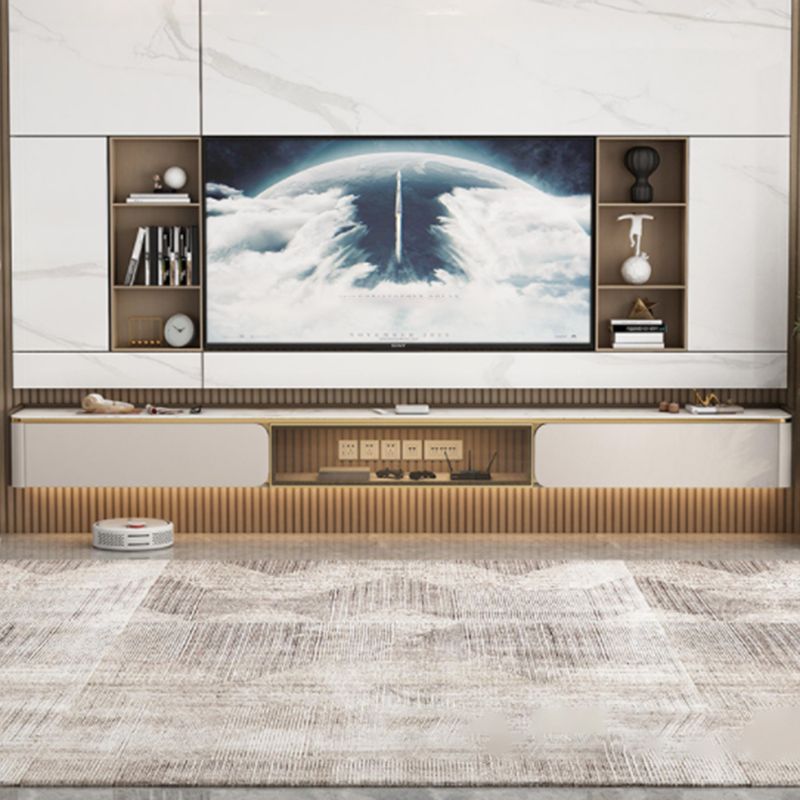 Glam Style Stone TV Stand Enclosed Storage Cable Management TV Console Clearhalo 'furn' 'furn_tv_stands_entertainment_centers' 'Furniture' 'Living Room Furniture' 'TV Stands & Entertainment Centers' 'TV Stands & Media Storage Furniture' 'tv_stands_entertainment_centers' 1200x1200_7cab047f-cddc-4787-bb27-8a4f2ae5d327