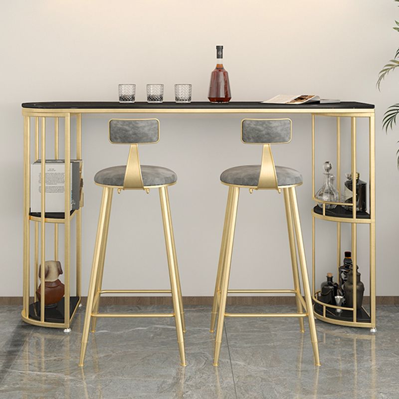 Indoor Oval Pub Dining Set 1/2/3 Pieces Stone and Metal Pub Set with Storage Clearhalo 'Bar Furniture' 'furn' 'furn_home_bar_bar_sets' 'Furniture' 'Home Bars & Bar Sets' 'home_bar_bar_sets' 'Kitchen & Dining Furniture' 1200x1200_7cad41a6-e7a8-4251-b28a-0eba4de19edc