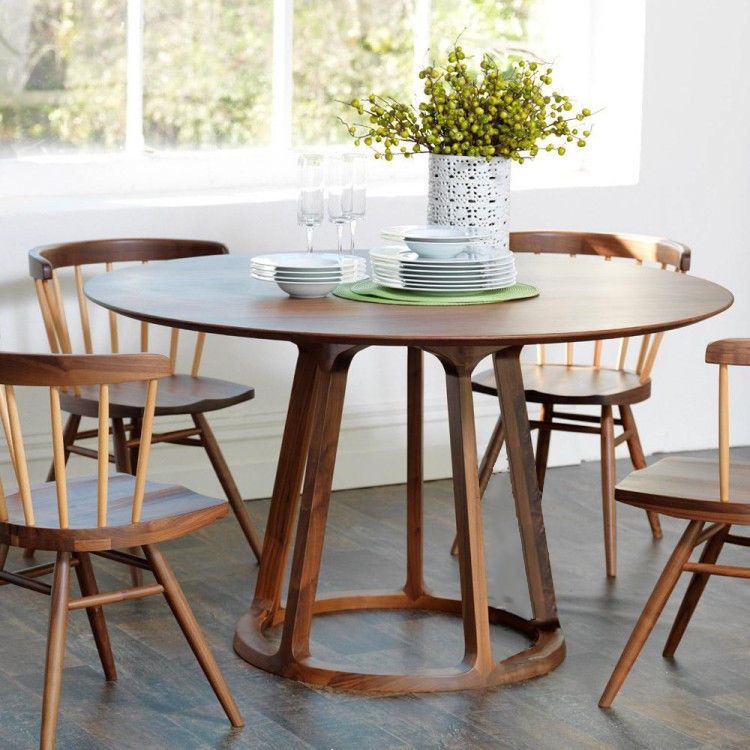 Simplicity Home Solid Wood Dining Table Round Shape Dining Table with Pedestal Base Clearhalo ' dining_table' 'Dining Tables & Seating' 'Dining Tables' 'furn' 'furn_dining_table' 'Furniture' 'furniture_dining_table' 'Kitchen & Dining Furniture' 'kitchen&dining_furn' 'kitchen' 'kitchen_dining_table' 1200x1200_7cae5792-de8b-49f2-bd77-91b5671953dd