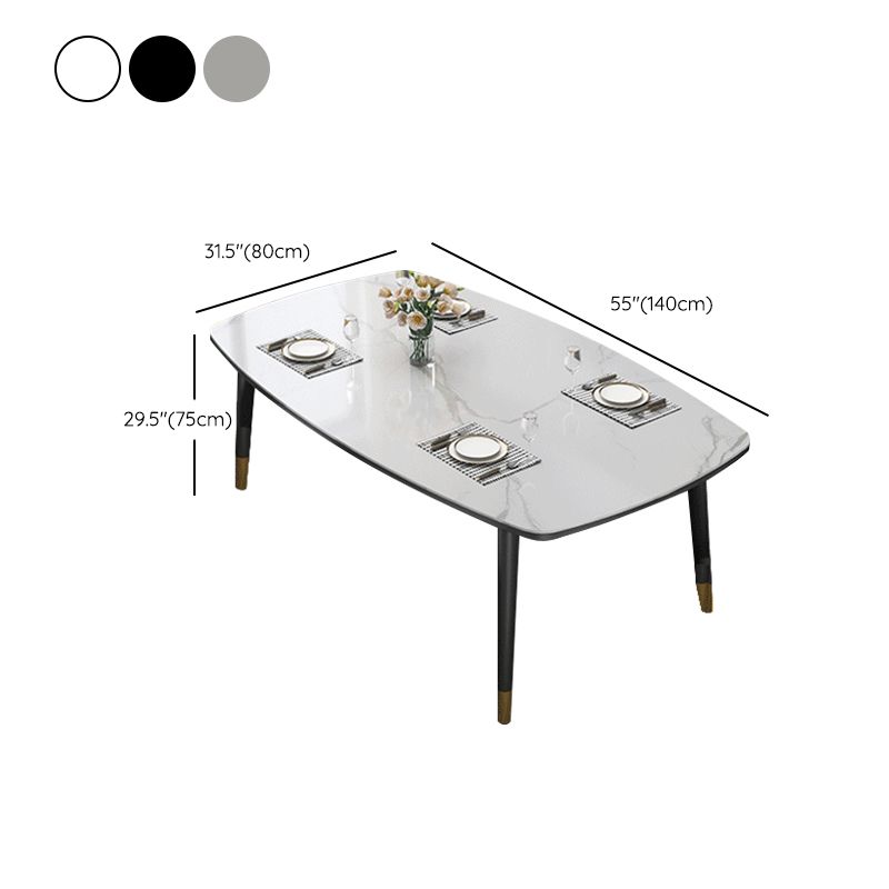 Mesa de comedor rectangular estilo Glam, mesa de comedor con tapa de piedra y 4 patas