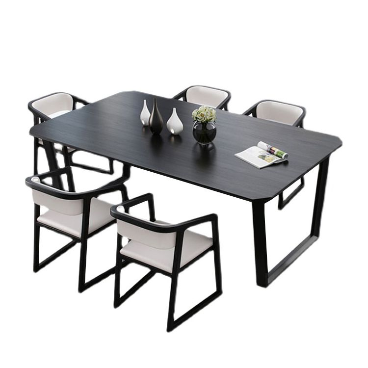 Simplicity Style Dining Table Solid Wood Black Dinette Table for Home and Kitchen Clearhalo 'Dining Tables & Seating' 'Dining Tables' 'dining_table' 'furn' 'furn_dining_table' 'Furniture' 'Kitchen & Dining Furniture' 1200x1200_7caf9b8e-5e0c-43f0-bafe-5e2b21aaa6b6
