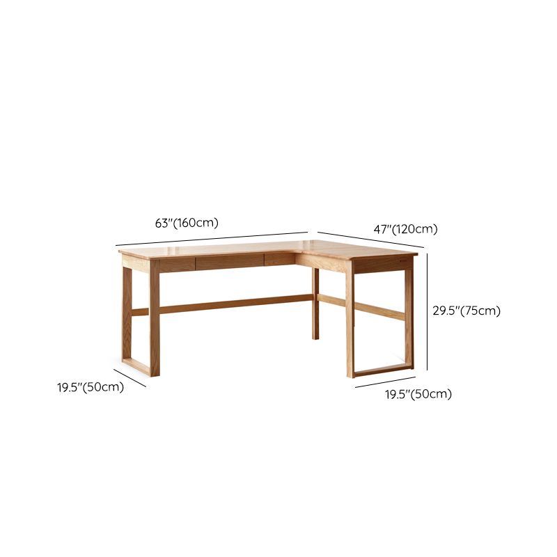 OAK L-Shape Home Writing Desk Drawer Cable Management Computer Ordink