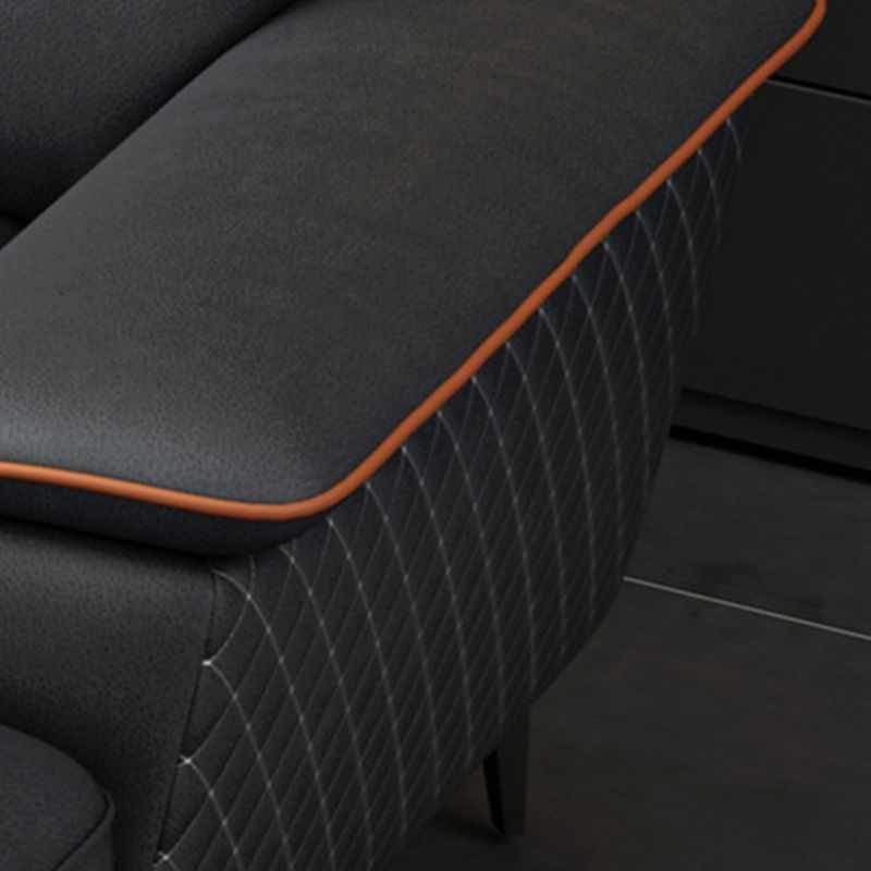 Modern Pillow Top Arm Sofa 4-Seater Faux Leather Sofa with Chaise Clearhalo 'furn' 'furn_sectionals' 'Furniture' 'Living Room Furniture' 'Sectionals' 1200x1200_7cb5682d-9cc8-4a95-873c-a13ffb9b2d98