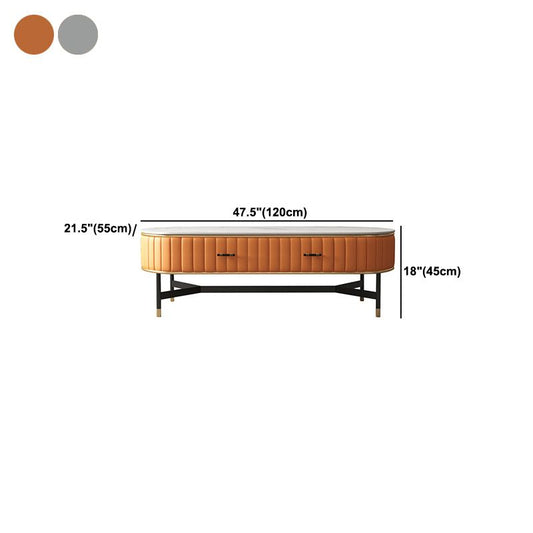 Stone Top Coffee Table Draw included Metal Legs Single Cocktail Table