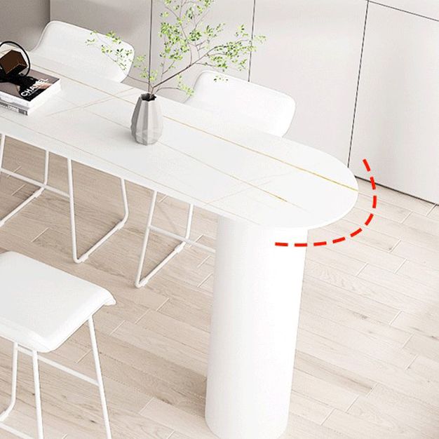 Cafe and Break-room Bistro Accent Dining Table Modern Stone Double Pedestal Counter Table Clearhalo 'Bar Furniture' 'Bar Tables' 'bar_tables' 'furn' 'furn_bar_tables' 'Furniture' 'furniture_bar_tables' 'Kitchen & Dining Furniture' 'kitchen&dining_furn' 'kitchen' 1200x1200_7cb6b242-9102-4756-9e39-e278867a5ccd