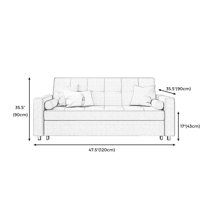 35.43"H Linen/Faux Leather Convertible Sleeper Square Arm Tufted Sofa Clearhalo 'furn' 'furn_sofas' 'Furniture' 'furniture_sofas' 'kitchen' 'kitchen_sofas' 'Living Room Furniture' 'Sofa' 'sofas' 1200x1200_7cb72481-0657-436c-bad0-040e49c962b7