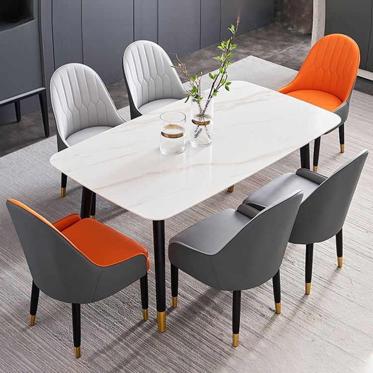 Scandinavian Design Leather Dining Side Chair Solid Back Arm Side Chairs Clearhalo ' kitchen&dining_furn' 'Dining Chairs' 'Dining Tables & Seating' 'dining_chair' 'furn' 'furn_dining_chair' 'Furniture' 'furniture_dining_chair' 'Kitchen & Dining Furniture' 'kitchen' 1200x1200_7cb863d0-0e6a-4b4d-9326-bd1f6dcc70a0