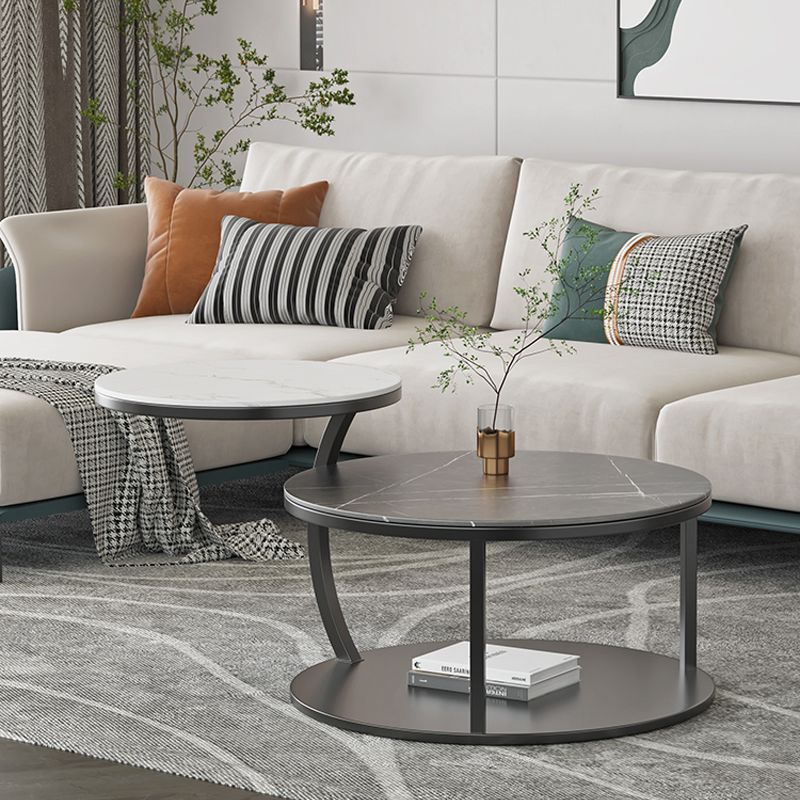 Contemporary Coffee Table Round Stone Top Extendable Coffee Cocktail Table Clearhalo 'Coffee & Accent Tables' 'Coffee Tables' 'coffee_tables' 'furn' 'furn_coffee_tables' 'Furniture' 'Living Room Furniture' 1200x1200_7cba2a44-1ad0-463c-9e8f-9ccd11c84cfa