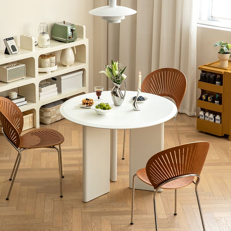 Tavolo da pranzo moderno in legno per 2 persone con piano rotondo bianco