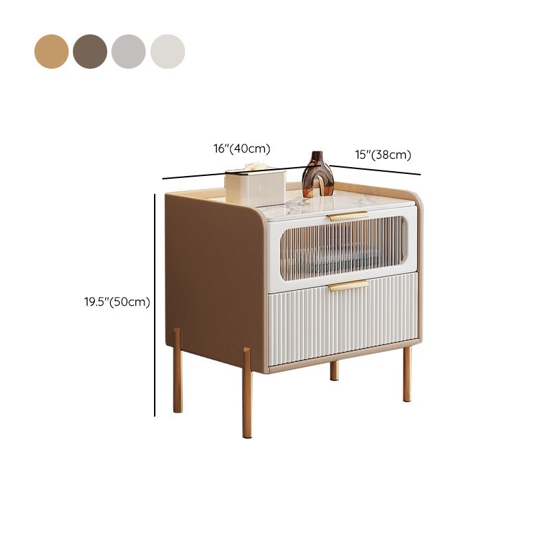 Zeitgenössisches Bett Nachttisch Stein Akzenttisch Nachttisch mit 2 Schubladen