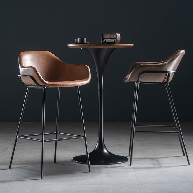 Industrial Iron Low Back Barstool Simple Indoor Tall Stool with Leather Seat Clearhalo 'Bar Furniture' 'Bar Stools' 'bar_stools' 'furn' 'furn_bar_stools' 'furniture_bar_stools' 'Kitchen & Dining Furniture' 'kitchen&dining_furn' 'kitchen' 'kitchen_furn' Furniture' 1200x1200_7cbb03df-60c0-4522-b1db-384f0c07b382