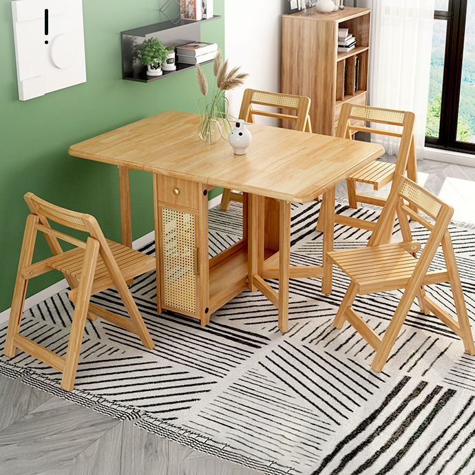 Mid-Century Dining Table Rectangle Solid Wood Drop-Leaf Dining Table for Home Use Clearhalo ' dining_table' 'Dining Tables & Seating' 'Dining Tables' 'furn' 'furn_dining_table' 'Furniture' 'furniture_dining_table' 'Kitchen & Dining Furniture' 'kitchen&dining_furn' 'kitchen' 'kitchen_dining_table' 1200x1200_7cbb75b6-0c37-4840-800f-c8d0307941f3