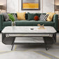 17.7" H Glam Rectangle Slate Coffee Table Iron 4 Legs Cocktail Table with Shelf Clearhalo 'Coffee & Accent Tables' 'Coffee Tables' 'coffee_tables' 'furn' 'furn_coffee_tables' 'Furniture' 'Living Room Furniture' 1200x1200_7cbe13ca-06d4-4845-a11f-c79fdb010198