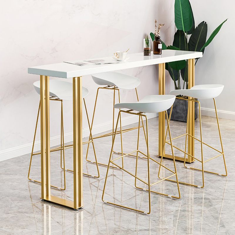 Glam Bar Table Set 1/2/3/5 Pieces Rectangle Bar Table with High Metal Stools Clearhalo 'Bar Furniture' 'furn' 'furn_home_bar_bar_sets' 'Furniture' 'Home Bars & Bar Sets' 'home_bar_bar_sets' 'Kitchen & Dining Furniture' 1200x1200_7cbe22a9-923e-44f4-ae13-a1781980fe08