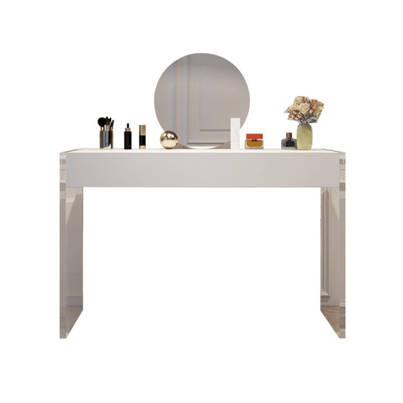Modern 29.53" H Clear Acrylic Vanity Table Set with Mirror and Stool in White